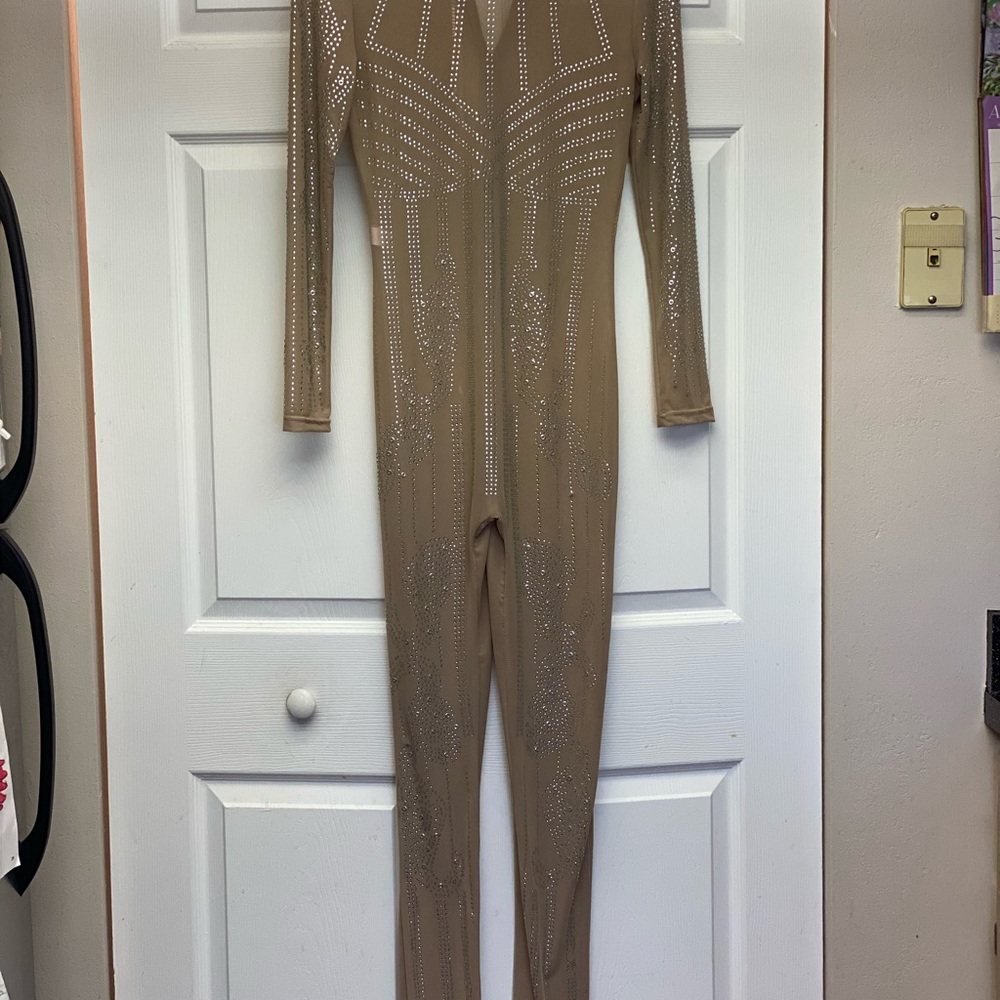 Never Been Worn See Through Mesh With Glitter rhinestone long sleeve, long pants